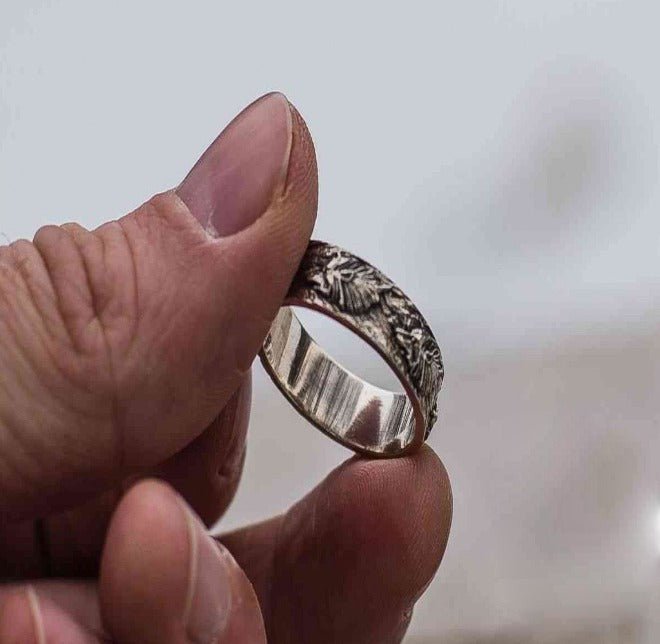 Wolf Ornament Ring Handmade Sterling Silver Norse Ring