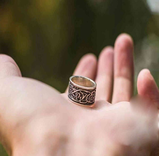 Wolf Ornament Ring Handmade Sterling Silver Viking Ring